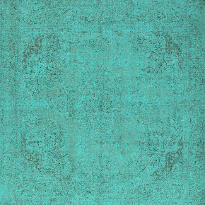 Square Oriental Turquoise Industrial Rug, urb2176turq