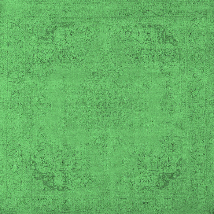 Square Machine Washable Oriental Emerald Green Industrial Area Rugs, wshurb2176emgrn
