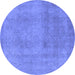 Round Oriental Blue Industrial Rug, urb2177blu