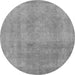 Round Machine Washable Oriental Gray Industrial Rug, wshurb2177gry