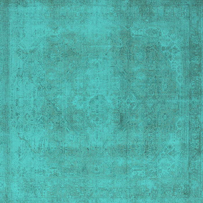 Square Oriental Turquoise Industrial Rug, urb2177turq