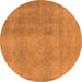 Round Machine Washable Oriental Orange Industrial Area Rugs, wshurb2177org