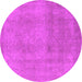 Round Machine Washable Oriental Pink Industrial Rug, wshurb2177pnk