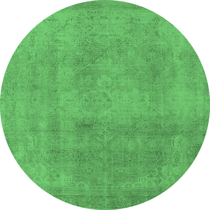 Round Oriental Emerald Green Industrial Rug, urb2177emgrn