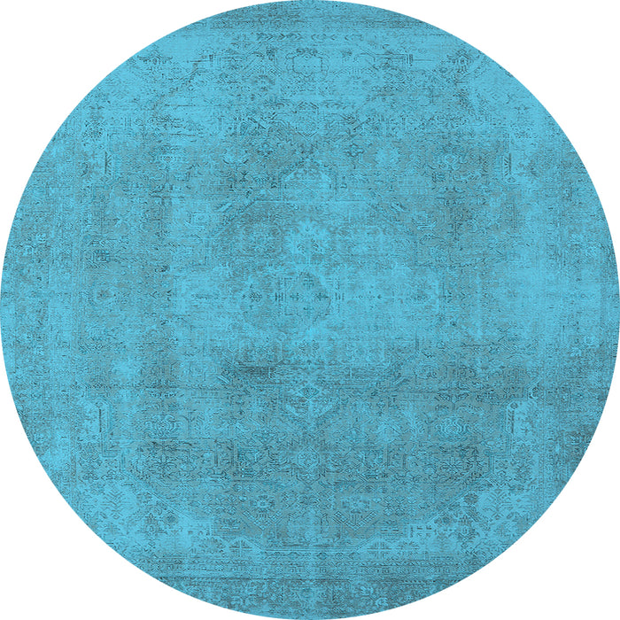 Round Oriental Light Blue Industrial Rug, urb2177lblu