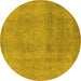 Round Oriental Yellow Industrial Rug, urb2177yw