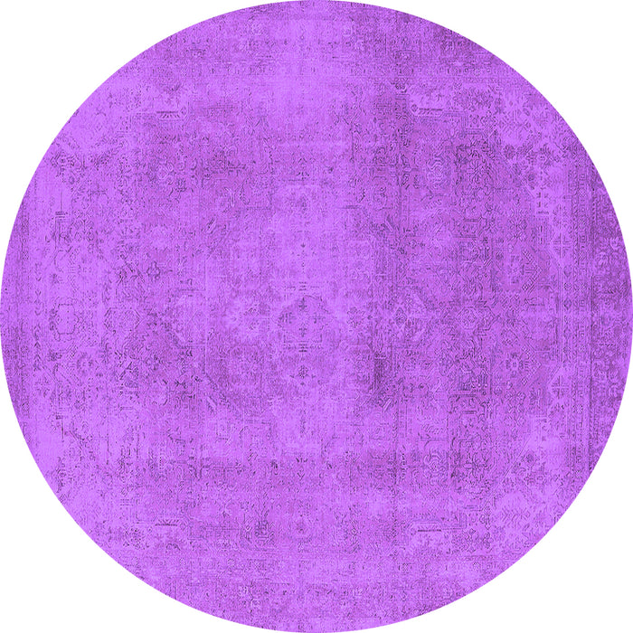 Round Machine Washable Oriental Purple Industrial Area Rugs, wshurb2177pur