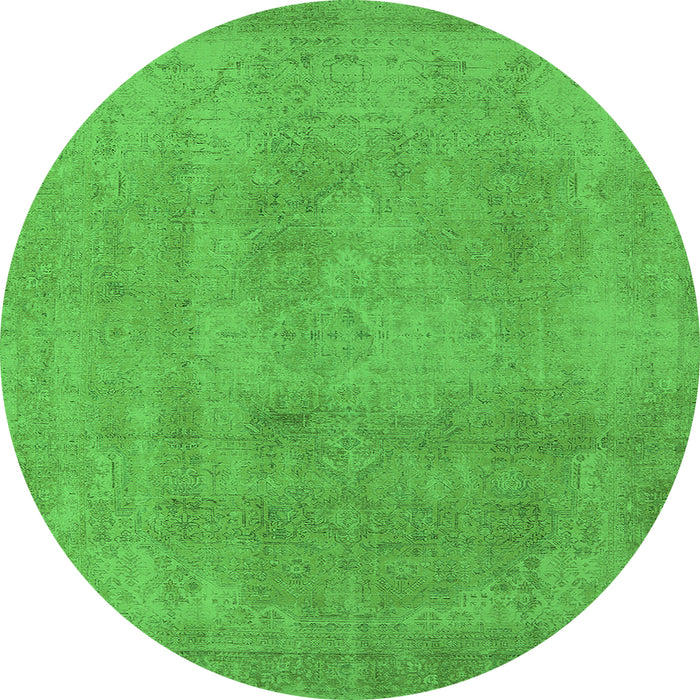 Round Oriental Green Industrial Rug, urb2177grn