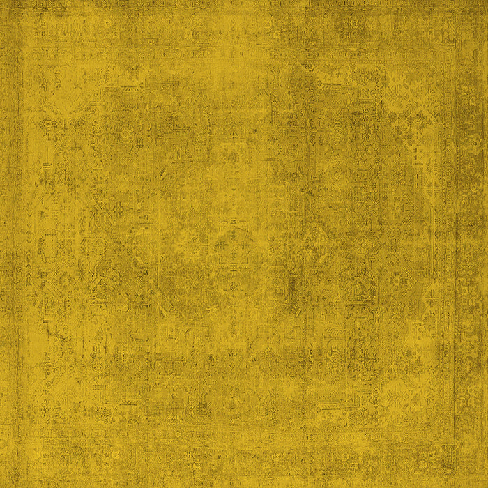 Square Machine Washable Oriental Yellow Industrial Rug, wshurb2177yw