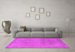 Machine Washable Oriental Pink Industrial Rug in a Living Room, wshurb2177pnk