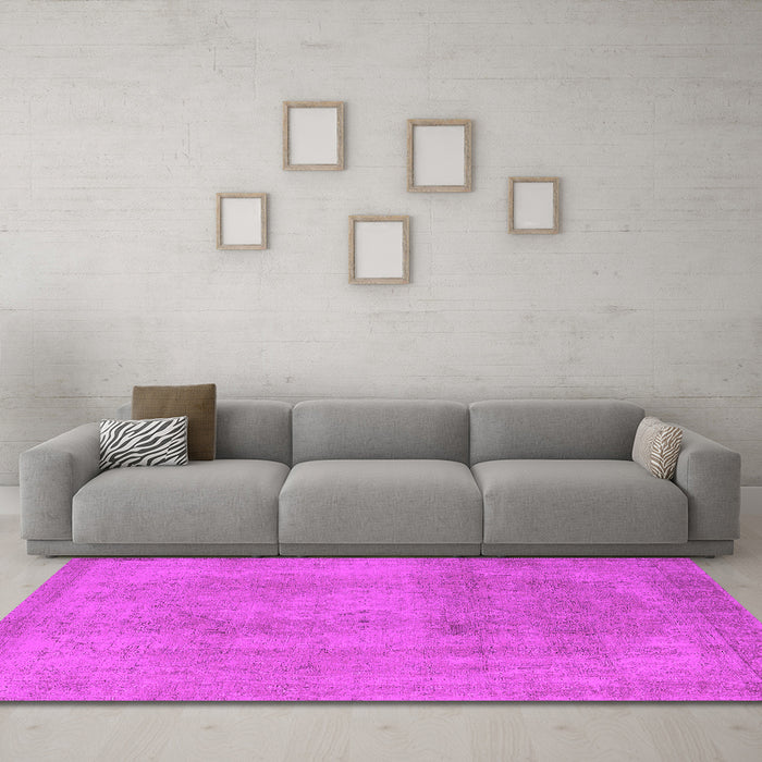 Machine Washable Oriental Pink Industrial Rug in a Living Room, wshurb2177pnk