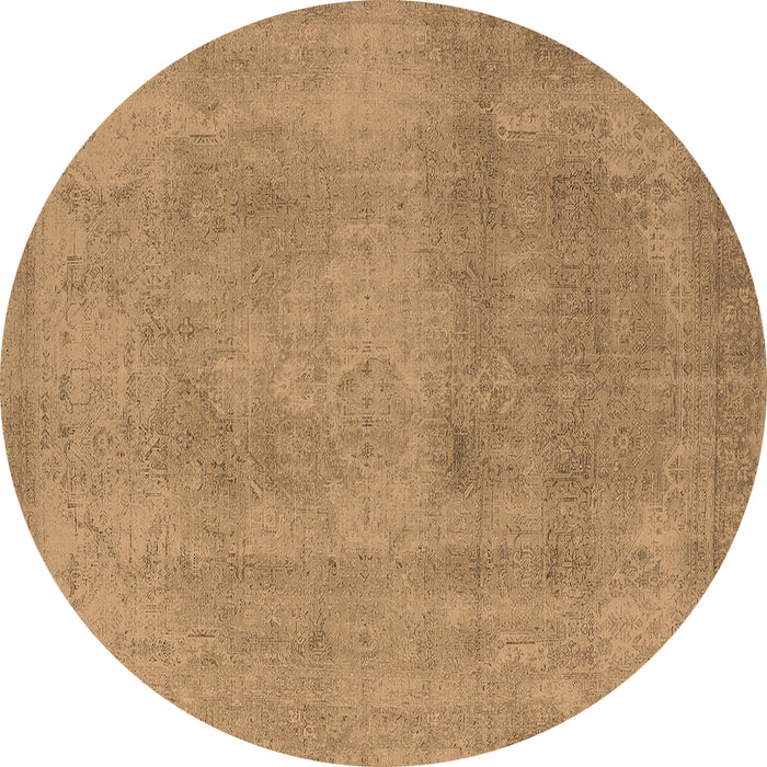 Round Oriental Brown Industrial Rug, urb2177brn