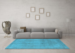 Machine Washable Oriental Light Blue Industrial Rug in a Living Room, wshurb2177lblu