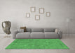 Machine Washable Oriental Emerald Green Industrial Area Rugs in a Living Room,, wshurb2178emgrn