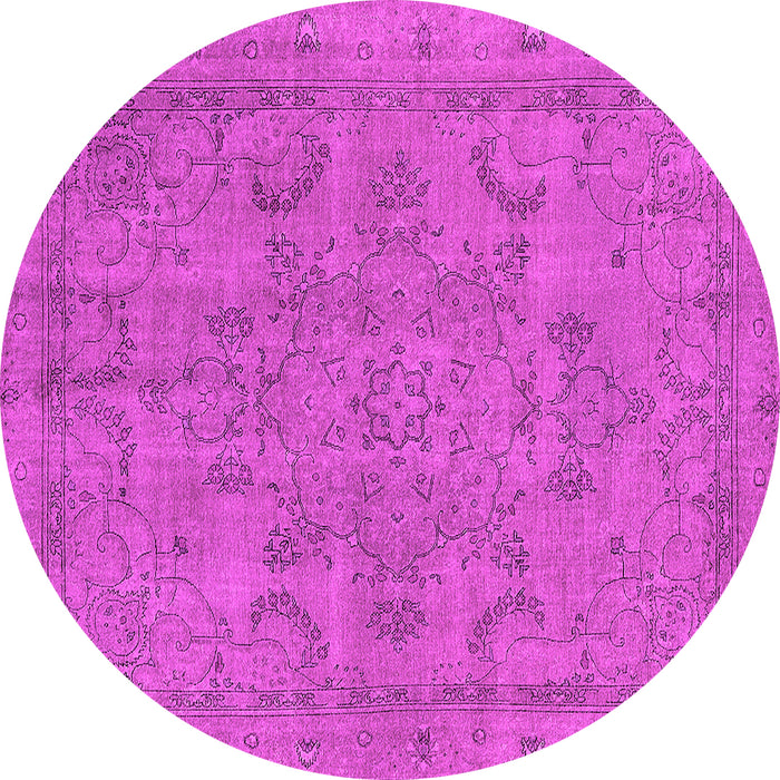 Round Machine Washable Oriental Pink Industrial Rug, wshurb2178pnk
