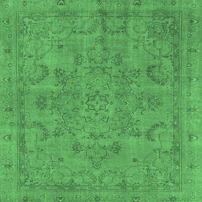 Square Machine Washable Oriental Emerald Green Industrial Area Rugs, wshurb2178emgrn