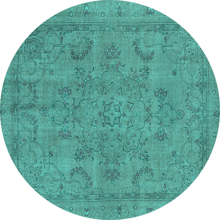 Round Oriental Turquoise Industrial Rug, urb2178turq