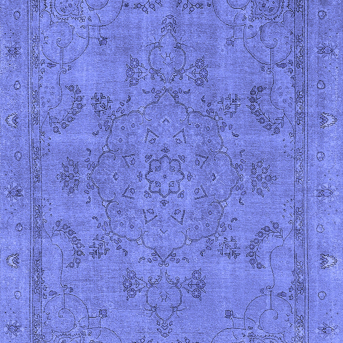 Machine Washable Oriental Blue Industrial Rug, wshurb2178blu
