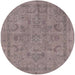 Round Machine Washable Industrial Modern Mauve Taupe Purple Rug, wshurb2178