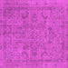 Square Machine Washable Oriental Pink Industrial Rug, wshurb2178pnk