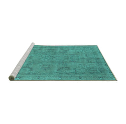 Sideview of Machine Washable Oriental Turquoise Industrial Area Rugs, wshurb2178turq