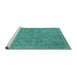 Sideview of Machine Washable Oriental Turquoise Industrial Area Rugs, wshurb2178turq
