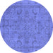 Round Oriental Blue Industrial Rug, urb2178blu