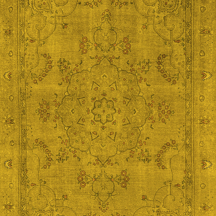 Machine Washable Oriental Yellow Industrial Rug, wshurb2178yw