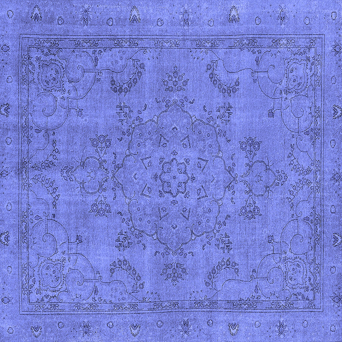Square Machine Washable Oriental Blue Industrial Rug, wshurb2178blu
