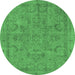 Round Oriental Emerald Green Industrial Rug, urb2178emgrn