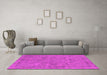 Machine Washable Oriental Pink Industrial Rug in a Living Room, wshurb2178pnk