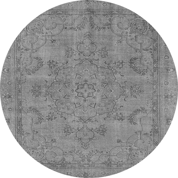 Round Machine Washable Oriental Gray Industrial Rug, wshurb2178gry