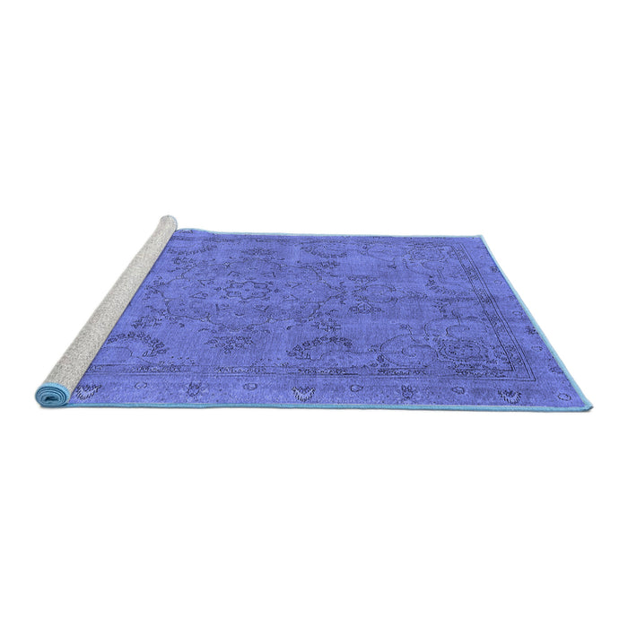 Sideview of Machine Washable Oriental Blue Industrial Rug, wshurb2178blu
