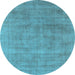 Round Oriental Light Blue Industrial Rug, urb2179lblu