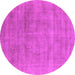 Round Machine Washable Oriental Pink Industrial Rug, wshurb2179pnk