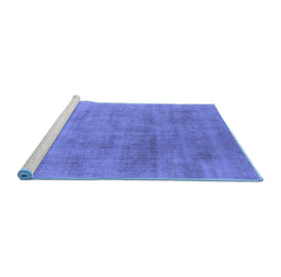 Sideview of Machine Washable Oriental Blue Industrial Rug, wshurb2179blu