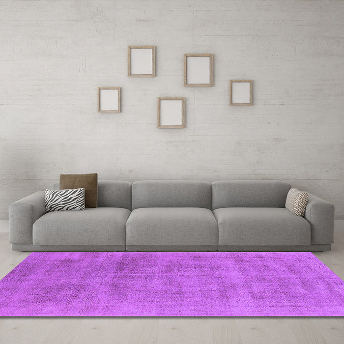 Machine Washable Oriental Purple Industrial Area Rugs in a Living Room, wshurb2179pur