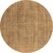 Round Oriental Brown Industrial Rug, urb2179brn