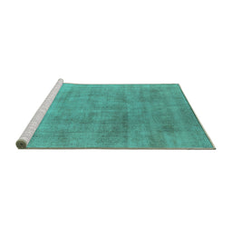 Sideview of Machine Washable Oriental Turquoise Industrial Area Rugs, wshurb2179turq