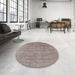 Round Mid-Century Modern Rose Purple Oriental Rug in a Office, urb2179