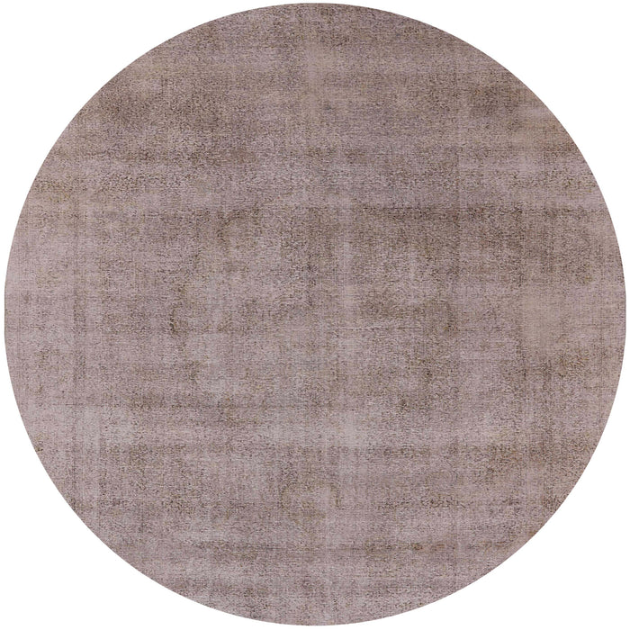 Round Mid-Century Modern Rose Purple Oriental Rug, urb2179