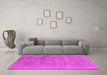 Machine Washable Oriental Pink Industrial Rug in a Living Room, wshurb2179pnk