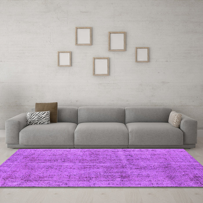 Machine Washable Oriental Purple Industrial Area Rugs in a Living Room, wshurb2180pur