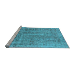 Sideview of Machine Washable Oriental Light Blue Industrial Rug, wshurb2180lblu