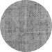 Round Machine Washable Oriental Gray Industrial Rug, wshurb2180gry