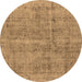 Round Oriental Brown Industrial Rug, urb2180brn