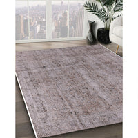 Mid-Century Modern Silver Pink Oriental Rug, urb2180