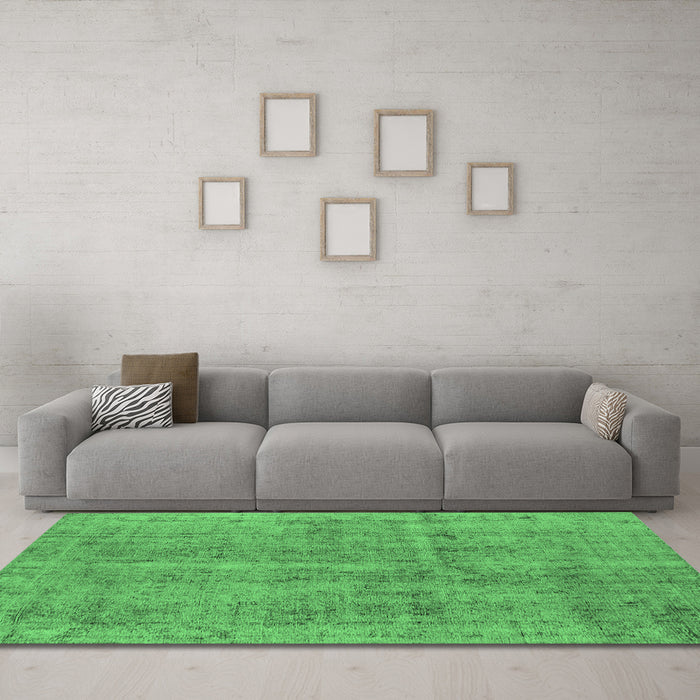 Machine Washable Oriental Emerald Green Industrial Area Rugs in a Living Room,, wshurb2180emgrn