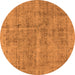 Round Machine Washable Oriental Orange Industrial Area Rugs, wshurb2180org