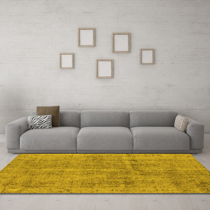 Machine Washable Oriental Yellow Industrial Rug in a Living Room, wshurb2180yw